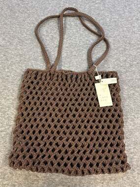 A New Day Women's Cotton Macrame Crochet Tote Bag - Brown